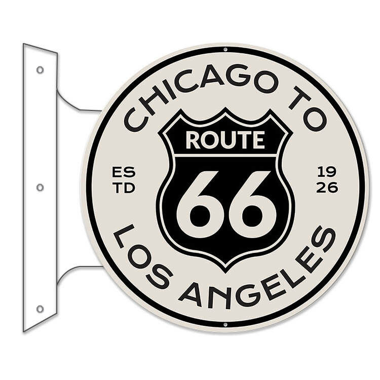 フランジ メタルサイン CHIKAGO TO ROUTE66 LOS ANJELES 看板プレート