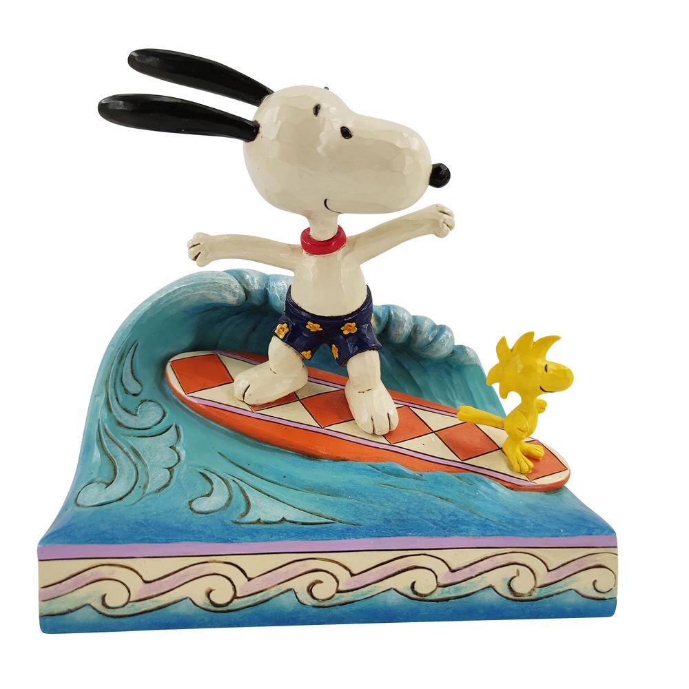 スヌーピーサーフィン置物【JIM SHORE】スヌーピー＆ウッドストック サーフィン　SNOOPY PEANUTS
