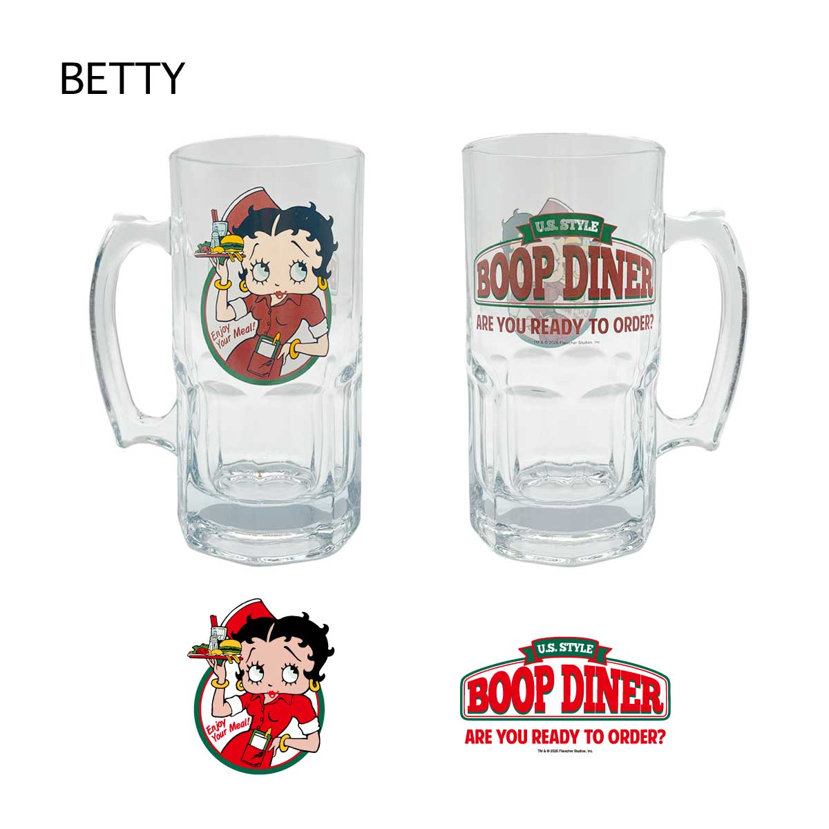【大容量ビアジョッキ】【ダイナー気分】BEER MUG LARGE GLASS MUG ラージグラスマグ ビアジョッキ BETTYBOOP