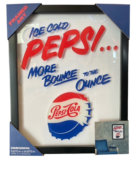 Pepsi-Cola Vintage Bottle Cap Framed Glass Wall Art Decor ペプシコーラ　ウォールアート