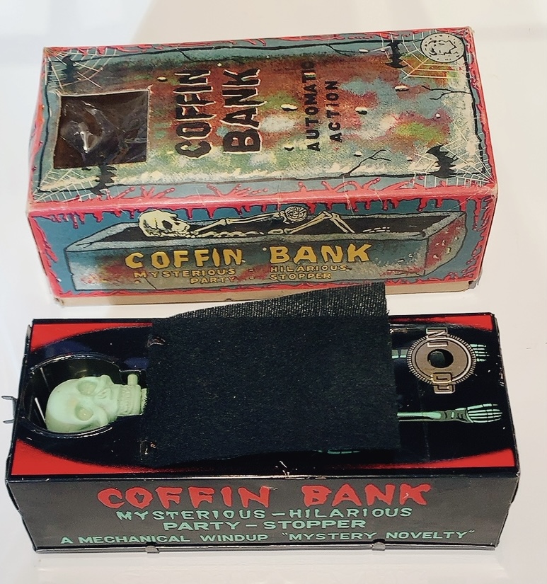 coffin bank 米屋 レア ゼンマイ式ブリキ 貯金箱