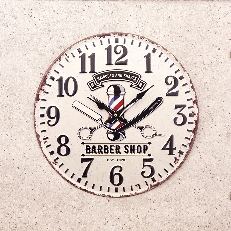 壁掛け時計 アンティークエンボスクロック BARBAR SHOP 床屋さん時計