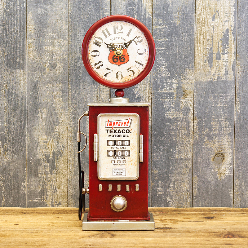 卓上時計ガスポンプ型 テーブルクロック RED（TEXACO）アメリカン雑貨